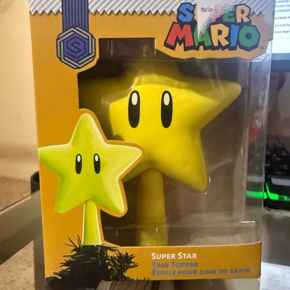NIB 2018 Super Mario Super Star Tree Topper - Yellow Star‎ OBO